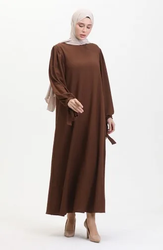 Robe Manches Froncees 1053-03 Marron 1053-03