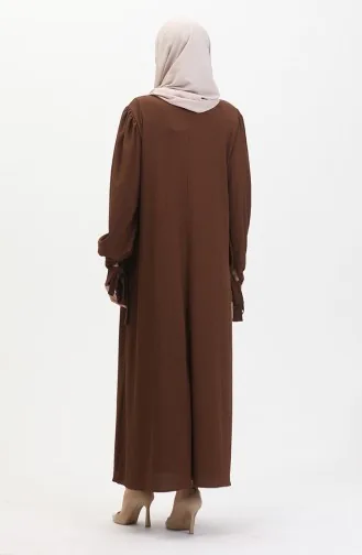 Robe Manches Froncees 1053-03 Marron 1053-03