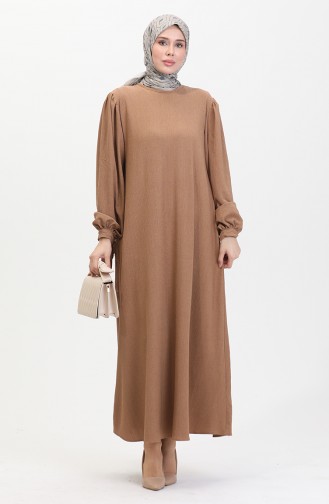 Jurk Met Geplooide Mouwen 1053-04 Mink 1053-04