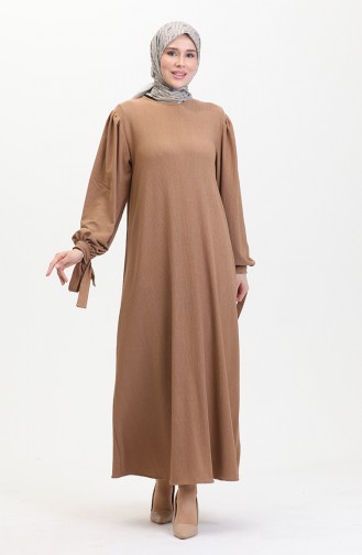 Jurk Met Geplooide Mouwen 1053-04 Mink 1053-04