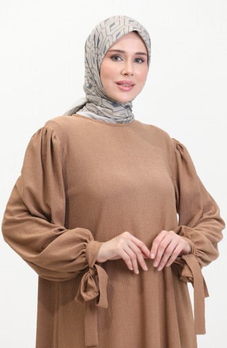 Jurk Met Geplooide Mouwen 1053-04 Mink 1053-04