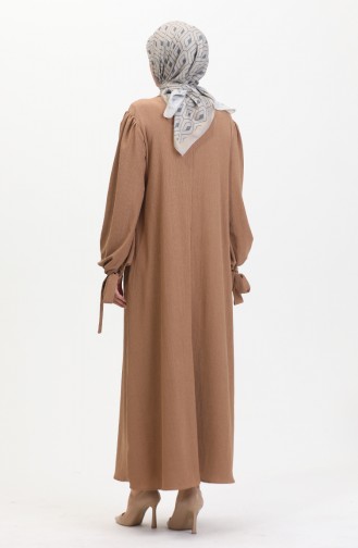 Jurk Met Geplooide Mouwen 1053-04 Mink 1053-04
