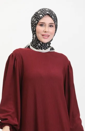 Kleid Mit Gerafften Ärmeln 1053-05 Weinrot 1053-05