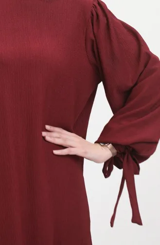 Kleid Mit Gerafften Ärmeln 1053-05 Weinrot 1053-05