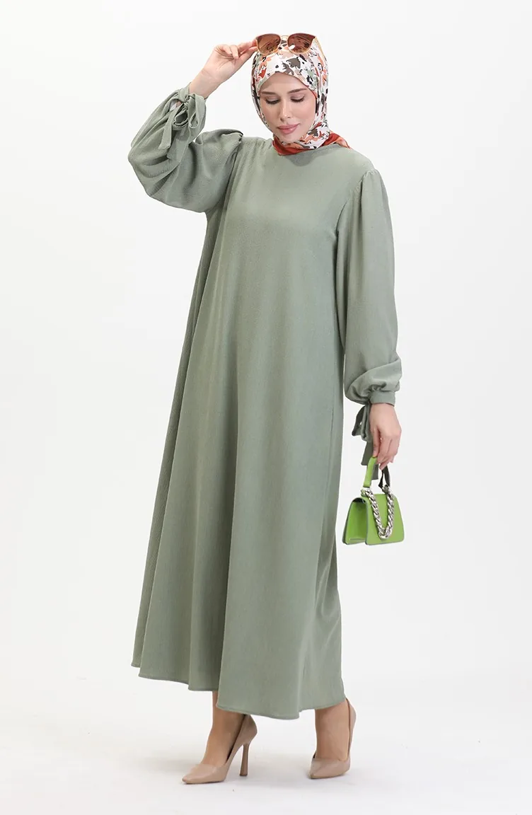 Jurk Met Geplooide Mouwen 1053-06 Groen 1053-06