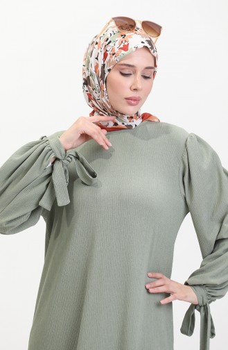 Jurk Met Geplooide Mouwen 1053-06 Groen 1053-06