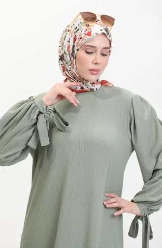 Jurk Met Geplooide Mouwen 1053-06 Groen 1053-06