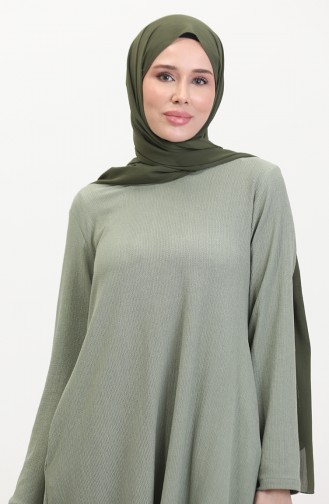 Crepe Fabric Asymmetric Cut Tunic 1032-06 Light Khaki Green 1032-06