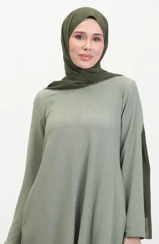 Bürümcük Tunique Coupe Asymétrique En Tissu 1032-06 Vert Kaki Clair 1032-06