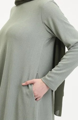 Bürümcük Tunique Coupe Asymétrique En Tissu 1032-06 Vert Kaki Clair 1032-06