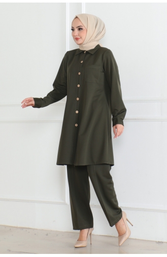 Lues Pocket Detailed Shirt Suit 108-05 Khaki 108-05