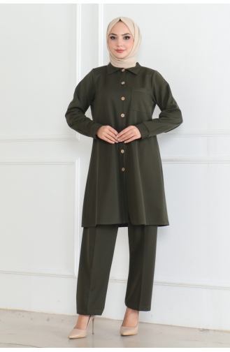 Lues Pocket Detailed Shirt Suit 108-05 Khaki 108-05