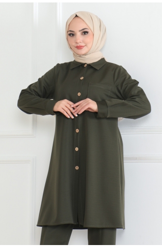 Lues Pocket Detailed Shirt Suit 108-05 Khaki 108-05