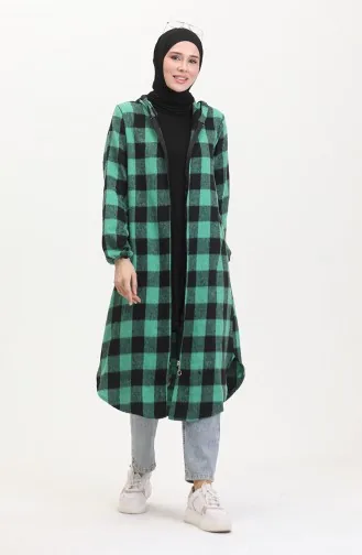Cape à Capuche à Motifs Carreaux 7273-06 Vert 7273-06