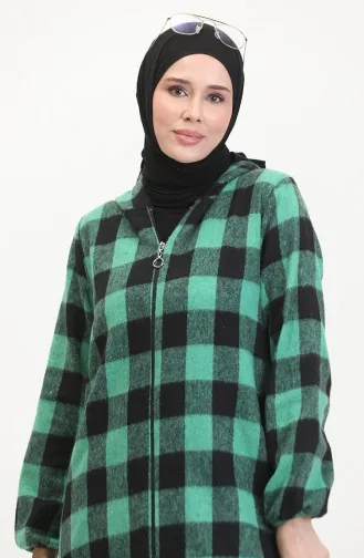 Cape à Capuche à Motifs Carreaux 7273-06 Vert 7273-06