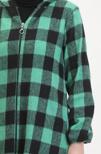 Cape à Capuche à Motifs Carreaux 7273-06 Vert 7273-06