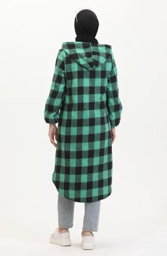 Cape à Capuche à Motifs Carreaux 7273-06 Vert 7273-06