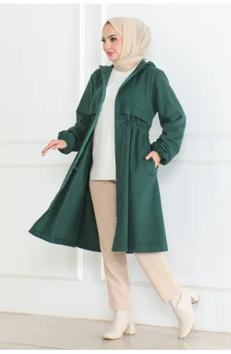 Manteau Cachemire Sport à Lacets 05033-04 Vert Emeraude 05033-04