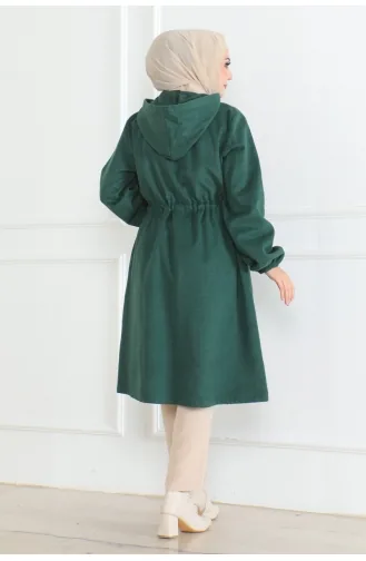 Manteau Cachemire Sport à Lacets 05033-04 Vert Emeraude 05033-04