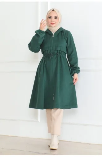 Manteau Cachemire Sport à Lacets 05033-04 Vert Emeraude 05033-04