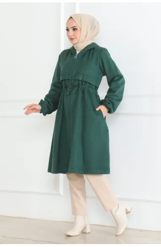 Manteau Cachemire Sport à Lacets 05033-04 Vert Emeraude 05033-04