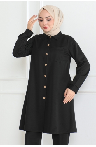 Pocket Detailed Two Piece Suit 1080-01 Black 1080-01
