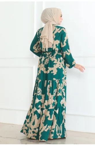 Mina Gemustertes Kleid 7120-02 Petrol 7120-02