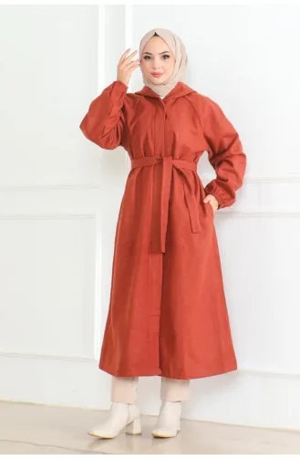 معطف حجاب بحزام 0502-10 قرميدي 0502-10