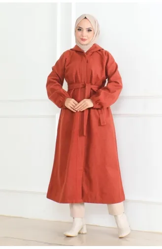 معطف حجاب بحزام 0502-10 قرميدي 0502-10