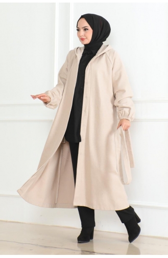 Hijab-Mantel Mit Gürtel 0502-11 Beige 0502-11