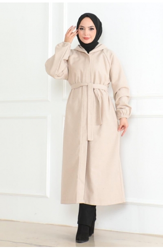 Hijab-Mantel Mit Gürtel 0502-11 Beige 0502-11