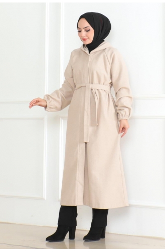 Hijab-Mantel Mit Gürtel 0502-11 Beige 0502-11