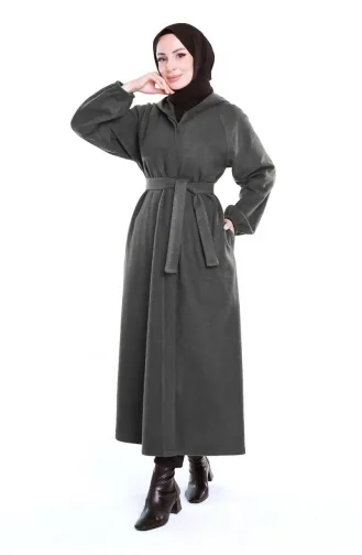 Hijab-Mantel Mit Gürtel 0502-01 Grau 0502-01