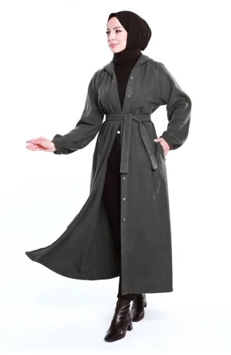 Hijab-Mantel Mit Gürtel 0502-01 Grau 0502-01