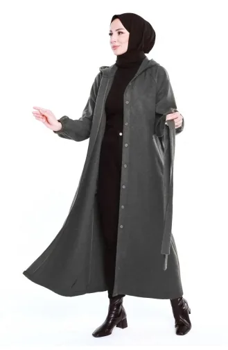 Hijab-Mantel Mit Gürtel 0502-01 Grau 0502-01