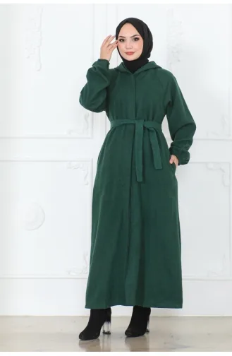 Belted Hijab Coat 0502-06 Emerald Green 0502-06