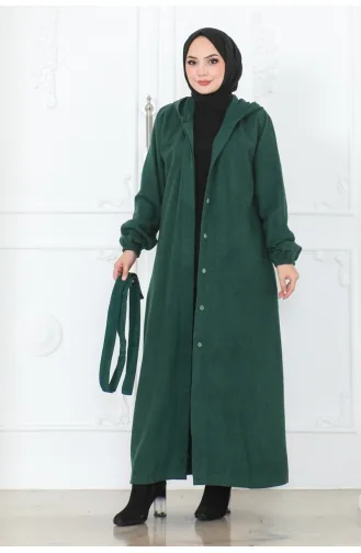 Belted Hijab Coat 0502-06 Emerald Green 0502-06