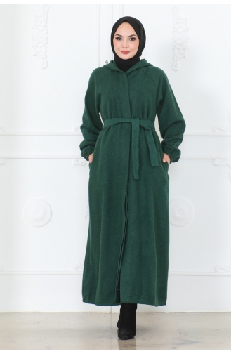 Hijab-Mantel Mit Gürtel 0502-06 Smaragdgrün 0502-06