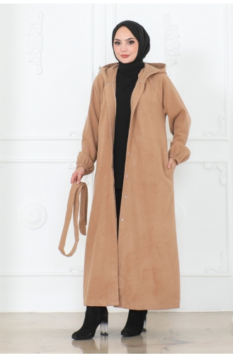 Manteau Hijab Avec Ceinture 0502-07 Vison 0502-07