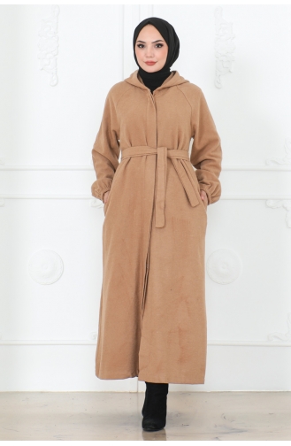 Manteau Hijab Avec Ceinture 0502-07 Vison 0502-07