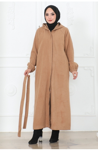 Manteau Hijab Avec Ceinture 0502-07 Vison 0502-07
