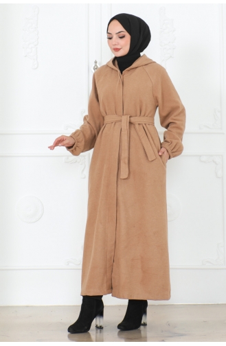 Manteau Hijab Avec Ceinture 0502-07 Vison 0502-07