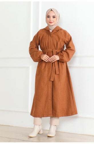 Manteau Hijab à Ceinture 0502-08 Tan 0502-08