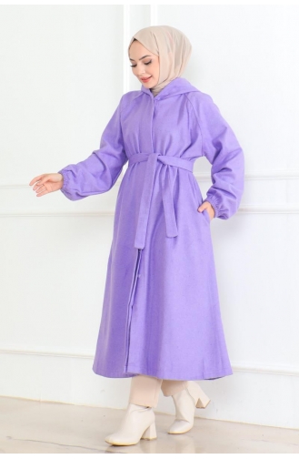 Belted Hijab Coat 0502-09 Lilac 0502-09