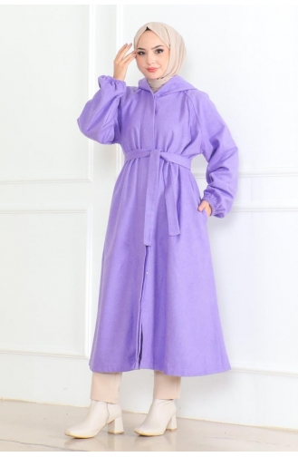 Belted Hijab Coat 0502-09 Lilac 0502-09