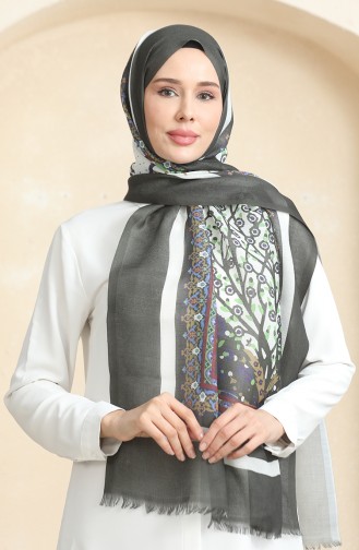 Ethnic Patterned Cotton Shawl 90177-06 Khaki 90177-06