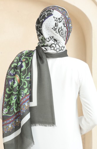 Ethnic Patterned Cotton Shawl 90177-06 Khaki 90177-06