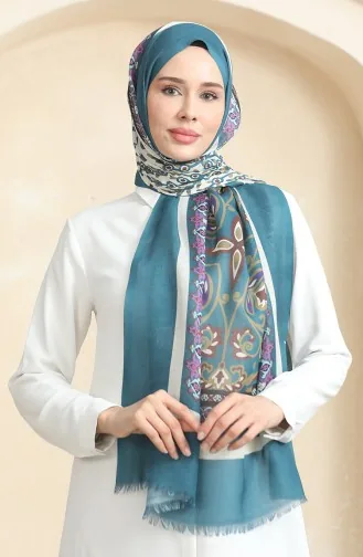Ethnic Patterned Cotton Shawl 90177-08 Petrol 90177-08