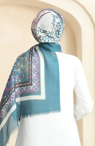 Ethnic Patterned Cotton Shawl 90177-08 Petrol 90177-08