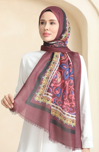 Châle Coton A Motifs Ethnique 90177-09 Rouge Claret 90177-09
